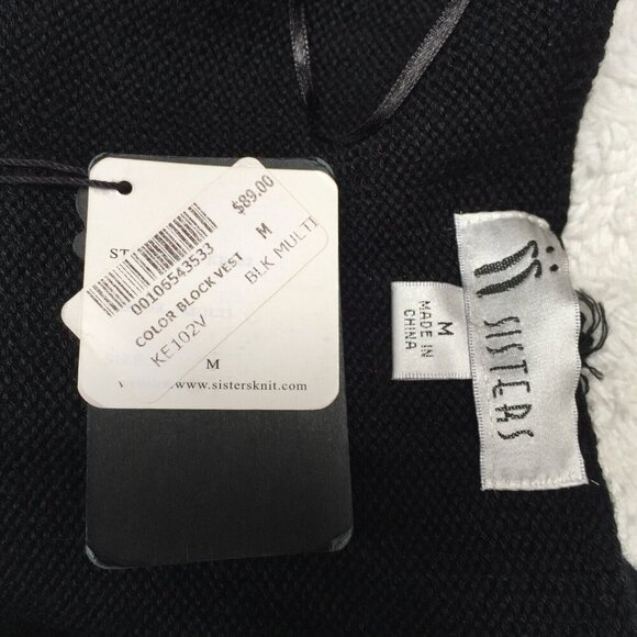 Sisters Women's Medium Hooded Colorblock Vest Cardigan Sweater in Multicolor New - Picture 3 of 8